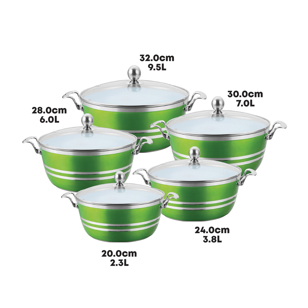 metallic die cast pot 5pc emerald 2