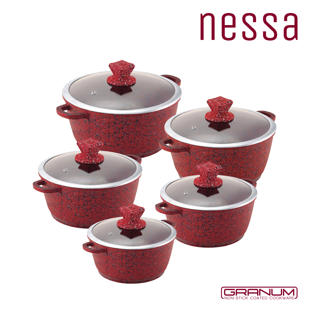 nessa granum stock pot 5pc red